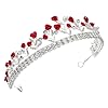 CALLARON Corona Sposa Donna Rosso Strass Cerchietto Artigianale Barocco per Matrimonio e Feste Accessorio Capelli Elegante e Romantico per Cerimonie