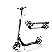 MONODEAL Adjustable Height Scooter, 2 Wheel Teen/Adult Kick Scooter with Aluminum Alloy Frame, Front & Rear Spring Shock-Absorbing System, Easy-Folding, Adjustable T Handlebar - 180lb Weight Limit