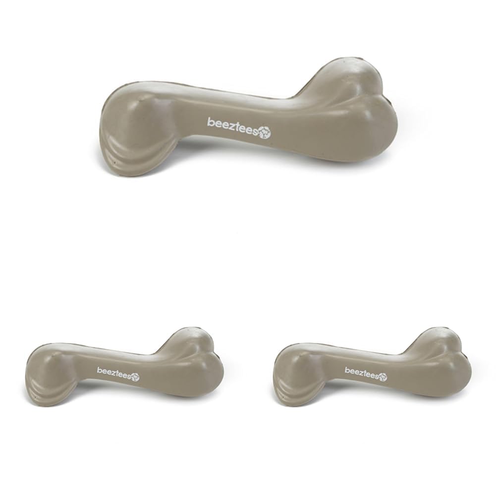 Beeztees Köpek Oyuncağı, İçi Dolu Kemik, Kauçuk, Bej, 14cm (3 paketi)