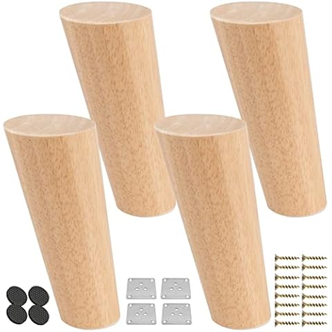 8 Inch Wooden Furniture Legs,Tchosuz Set of 4 Solid Wood Tapered Sofa Legs Couch Feets,Modern Mid-Century Sofa Couch Feet Furniture Replacement Legs for DIY Cabinet Cupboard Chair Ottoman,Varnish Cover