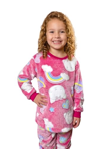 Pijama Infantil Feminino Meninas Inverno Fleece Soft Plush Longo, Cia da Malha