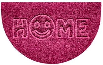 Nicoman Embossed Halfmoon Half Circle Door Mat Dirt-Trapper Jet-Washable Doormat 70x44cm (Grey, HEART Shape) - Use Indoor or Sheltered Outdoor