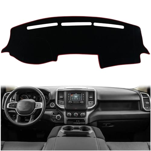 KEEGTBOX Cubierta de alfombrilla para salpicadero, consola central interior personalizada compatible con Dodge Ram Big Horn Laramie 1500 2500 3500 Pickup 2019 2020, accesorios para alfombrillas de