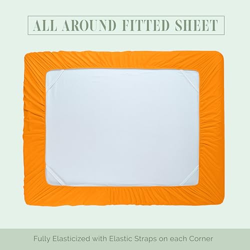 Elegant Comfort Luxurious 1500 Premium Hotel Quality Microfiber 4-Piece Sheet Set, 18-24 Inches Deep - Extra Deep Pocket Sheets - Ultra Soft 4PC Deep Pocket Sheets, King, Orange