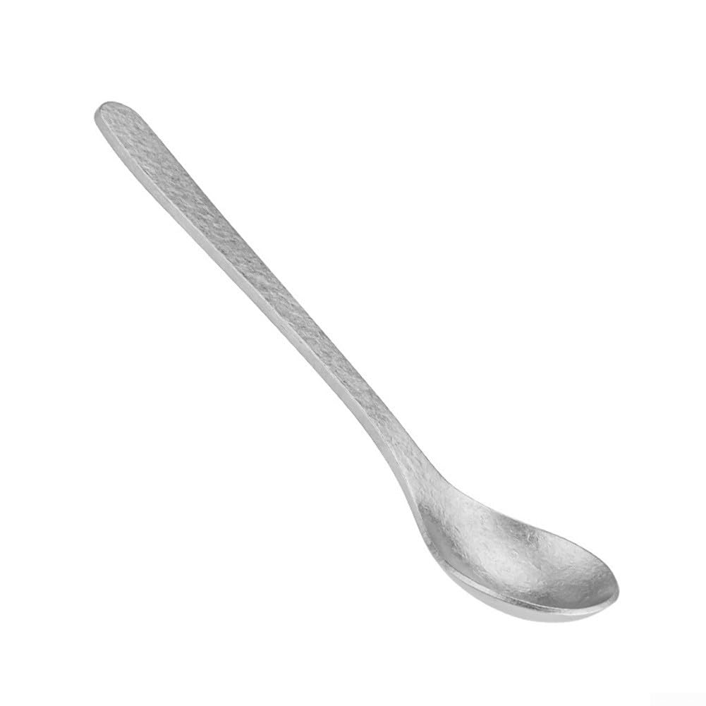 Pure Ti Coffee Spoon, Ultralight Titanium Teaspoon for Camping Hiking Picnic, Rust-Resistant Outdoor Tableware, 117mm Gray(Style B)