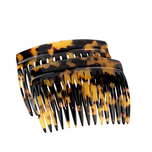 Charles J. Wahba (15-Tooth) French Side Comb (Paired) - Tokyo Tortoise Color - Handmade in France