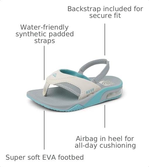 REEF Boys Sandals, Toddler/Little Kid Fanning, Tan/Grey/Blue, 5 - image 3