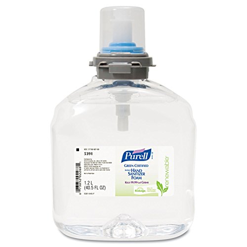 PURELL 539102EA TFX Green Certified Instant Hand Sanitizer Foam Refill, 1200mL, Clear