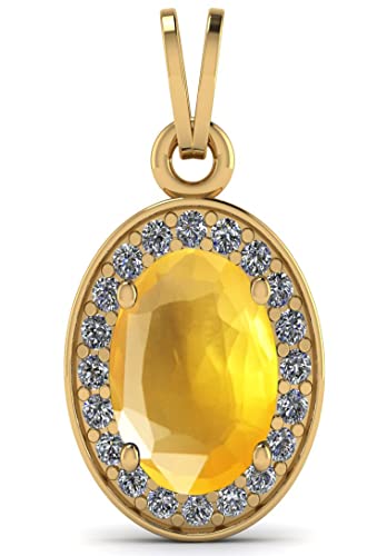 Natural 4.25 Ratti Certified Original Birthstone Yellow Sapphire Pukhraj 22K Gold Plated Beautiful Pendant