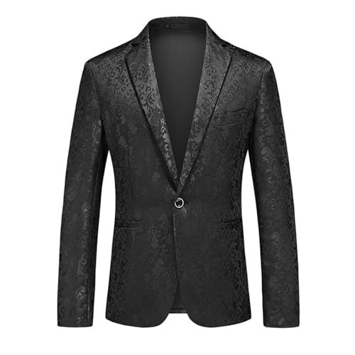 Celanisai Sakko - Chaqueta de hombre con lentejuelas para hombre, con purpurina, para bodas, fiestas, lentejuelas, corte ajustado, para Navidad, Nochevieja, fiesta, brillante, disfraz, O negro., 6XL
