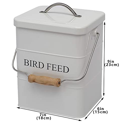 Geyecete Vorratsbehälter für Vogelfutter, Futtertonnen für Trockenfutter Mit Griff, luftdichter Behälter für Tierfutter-2.5kg Kapazität-Weiß