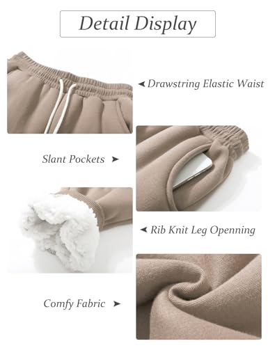 Flygo Women's Winter Warm Fleece Joggers Pants Sherpa Lined Athletic Active Sweatpants
