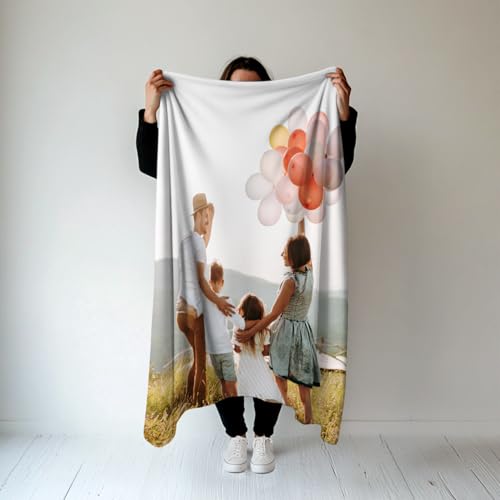 PICANOVA Decke mit Foto - Personalisierte Fotodecke 100x70cm – Gestalte mit deinem eigenen Bild & Text – Kuscheldecke Personalisiert – Fleecedecke mit Foto