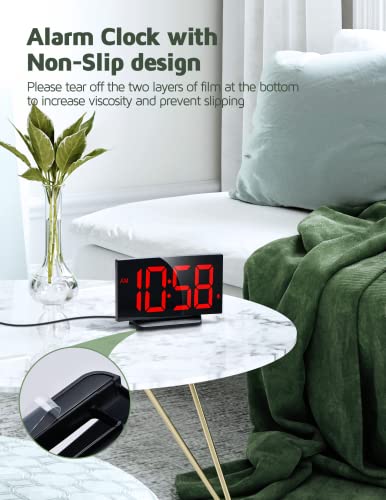 Digital Clock For Bedrooms, 5-Level Brightness And Large Display, Adjustable Alarm Volume And 3 Ringtones Desk Clock, 9 Mins Snooze & 12/24H Format, Easy To Use Bedside Clock For Seniors Elders Kids #TOP4