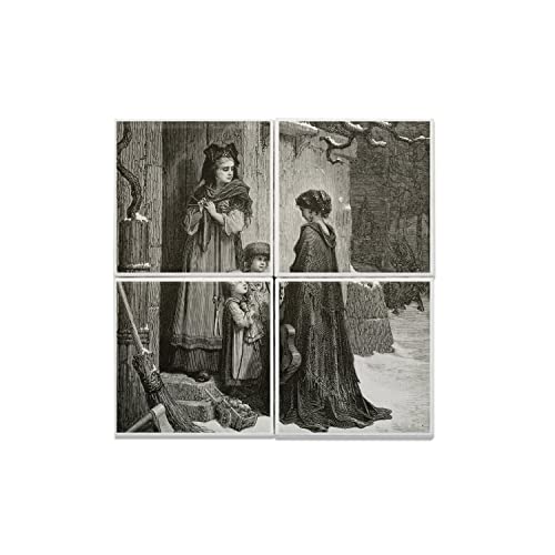 Carreaux céramique décoratifs La Cigale et la Fourmi gravure Gustave Doré