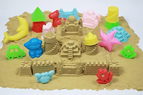 Fyz Brothers Play Sand Kit For Kids, 54Pcs Sandbox Toys Set For Boys Girls, 3Lbs Beige Sensory Sand Toys With Inflatable Tray And Storage Box #TOP3