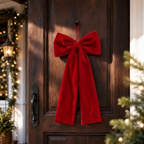 3 PCS Red Bows Velvet Bows For Christmas Tree 15"X9.8" Christmas Tree Bows - image 4