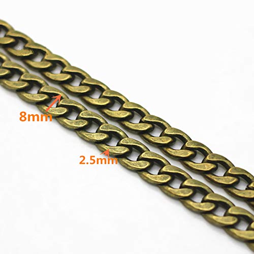 Image of Model Worker DIY Iron Flat Chain Strap Handbag Chains Purse Chain Straps Shoulder Cross Body Replacement Straps with Metal Buckles (55 inch, Bronze)