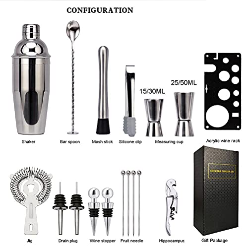 Hahepo Cocktail Shaker Set 17 stuks roestvrij staal Home Bar Tool Set Boston Shaker met zwarte acryl standaard shaker… - Image 4