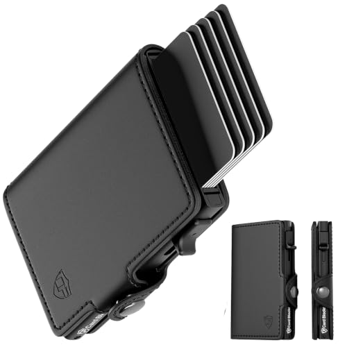 Image of Conceal Plus RFID Wallet for Men - Black Genuine Leather Credit Card Holder | Slim Leather Men's Wallet Blocks Scanning at 13.56MHz, Holds 4-6 Cards Plus Cash & ID, Fits Front Pocket Easily