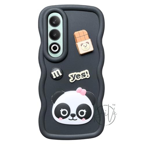 Image of Fancy Back Cover for Oneplus Nord CE4 5G Cute Panda 3D Cartoon Silicone Phone Case (Black)