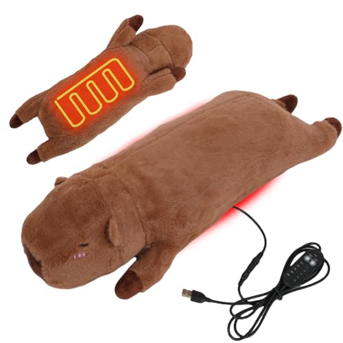 Dhqkqg Capybara Heizdecke Kuscheldecke, 48cm Usb Elektrisches Wärmekissen, Elektrische Wärmflasche mit Abschaltautomatik, Wärmekissen Elektrisch, für Periode, Warmies Nacken Rücken Schulter Bauch