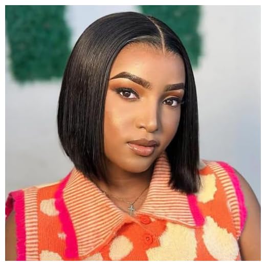 UCUVIC 8 Inch Short Bob Wig Human Hair HD Lace Front Wigs For Black Women Side Part Glueless Wigs Human Hair Pre Plucked Frontal Bob Wig Ailwelia 180% Density