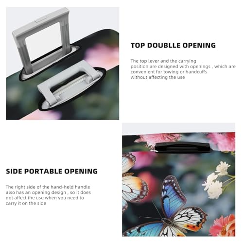 Travel Luggage Cover Colorful flowers and butterflies Suitcase Protector Elastic Washable Stretch Suitcase Protector Anti-Scratch Travel Suitcase Cover Fit 18-32 Inch Luggage4