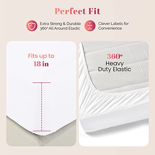 Ashton Sheets Egyptian Cotton Fitted Sheet Queen - Luxury 1000 Thread Count Fitted Sheet Queen Cotton Only (1 PC, White), 16" Deep Pocket, No Pop-up Elastic, Soft Cooling Sateen Weave Bottom Sheets by Ashton Sheets - Image 3