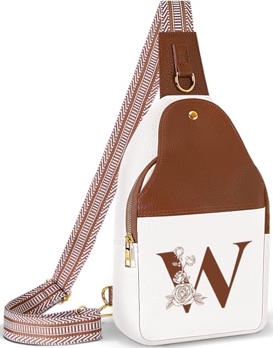 Image of Lizznoe Personalized Crossbody Bag for Women Leather Sling Bags with Initial Letter Chest Bag for Travel, Gift for Mom Wife