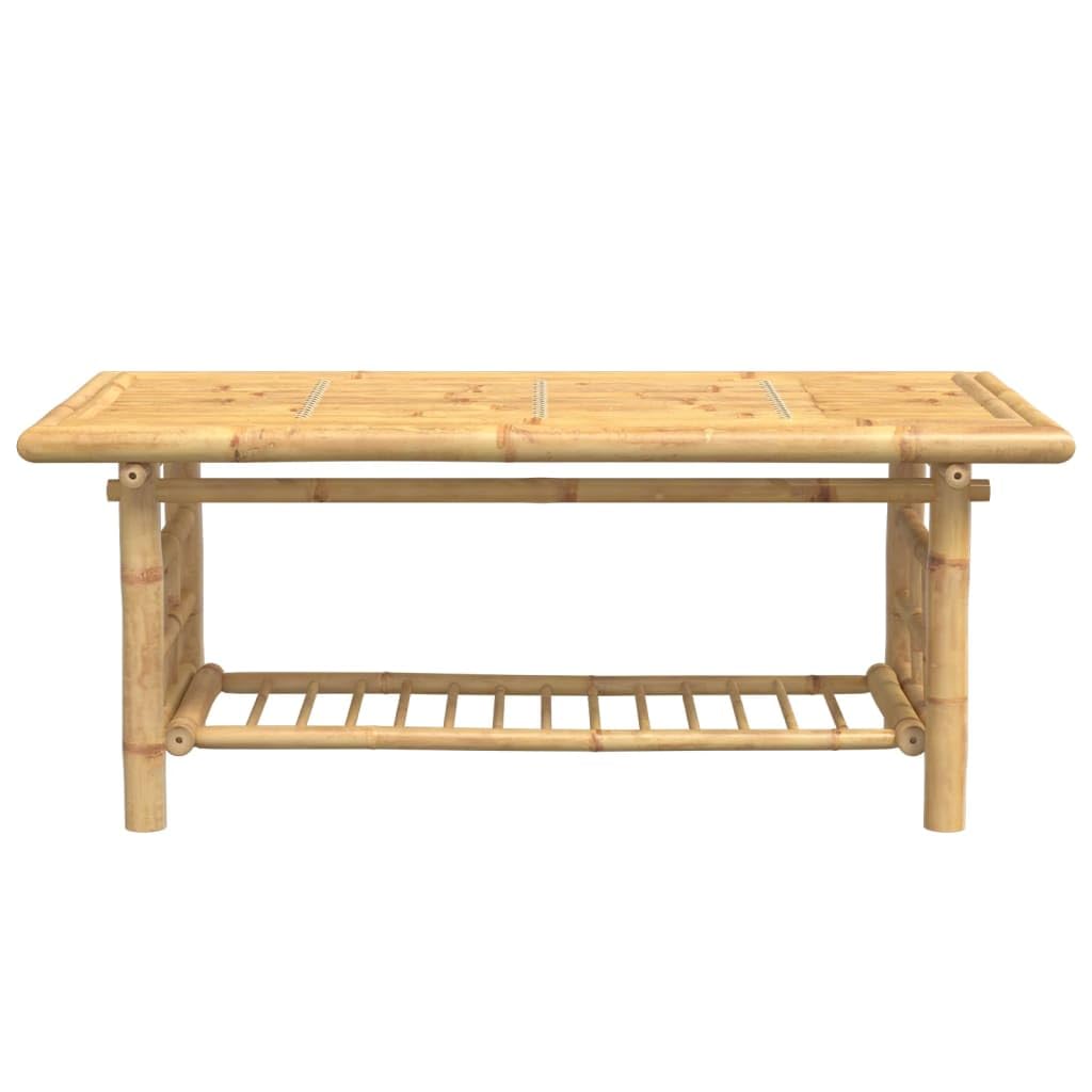 Tavolino da salotto in bambù, 110 x 55 x 45 cm, con ripiano, stabile, estensibile, pieghevole, per soggiorno, ufficio, balcone, mobili durevoli, multiuso