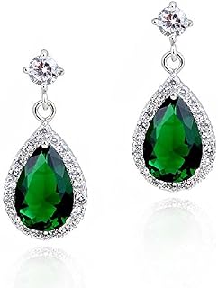 Crystalline Azuria Women 18ct White Gold Plated Teardrop Zirconia Crystals Tear Drop Crystal Earrings with Box Small Ear Rings