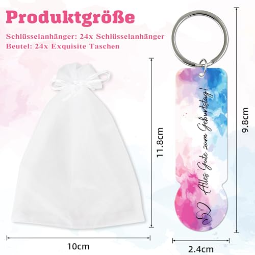 Anruzon 24 Stück Acryl Einkaufswagenchip Schlüsselanhänger mit 24 Stück Organza Taschen - Abziehbar Einkaufschip Schlüsselanhänger - Danke Geschenke für Männer Frauen - Danke für Alles Geschenk