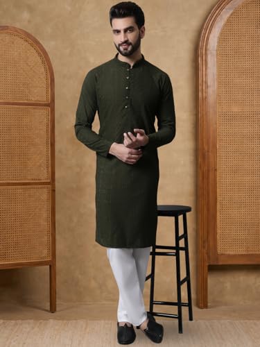 Image of Jompers Embroidered Cotton Kurtas for Men