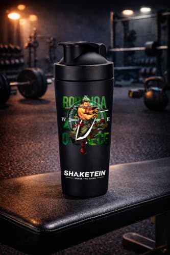 Image of Stainless Steel Gym Shaker Bottle 750ml | Leak Proof Protein Mixer Shaker | BPA Free | Metal Sports Water Bottle for Gym, Workout & Fitness (Anime-20-BLACK)