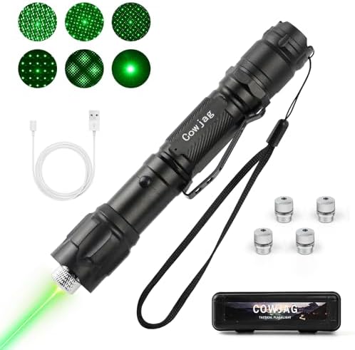 High Power Green Laser Pointer, Tactical Long Range Laser, Rechargeable Laser Single-Press On/Off, Adjustable Focus Laser with Carrying Case