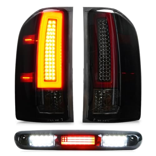 Tail Light + 3rd Third Brake Cargo Lamp for 07-13 Chevy Silverado 1500 07-14 2500 HD & 3500 HD 08-14 GMC Sierra 3500 HD High Mount Stop Light Rear LED Taillight Assembly 25958482 25958483