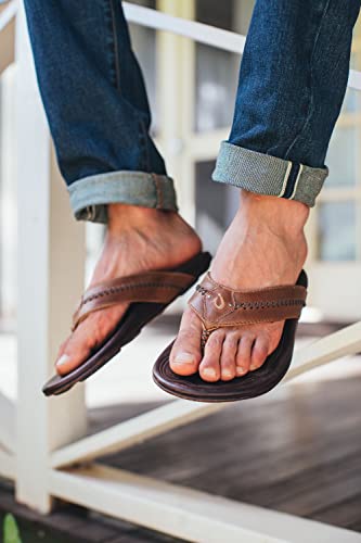 OLUKAI Mea Ola Men's Leather Beach Sandals, Soft & Durable Flip Flops, Arch Support & Comfort Fit, Enhanced Grip & Traction4