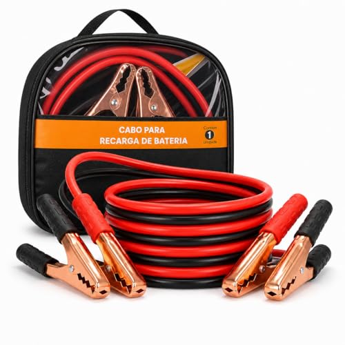 Cabo de Bateria 10mm Chupeta Automotivo 800Amperes Cabo 2,5 Metros com Garras em Aço Cobreado e Bolsa de Transporte Auxiliar de Partida para Carro Moto Caminhão Transferencia de Energia