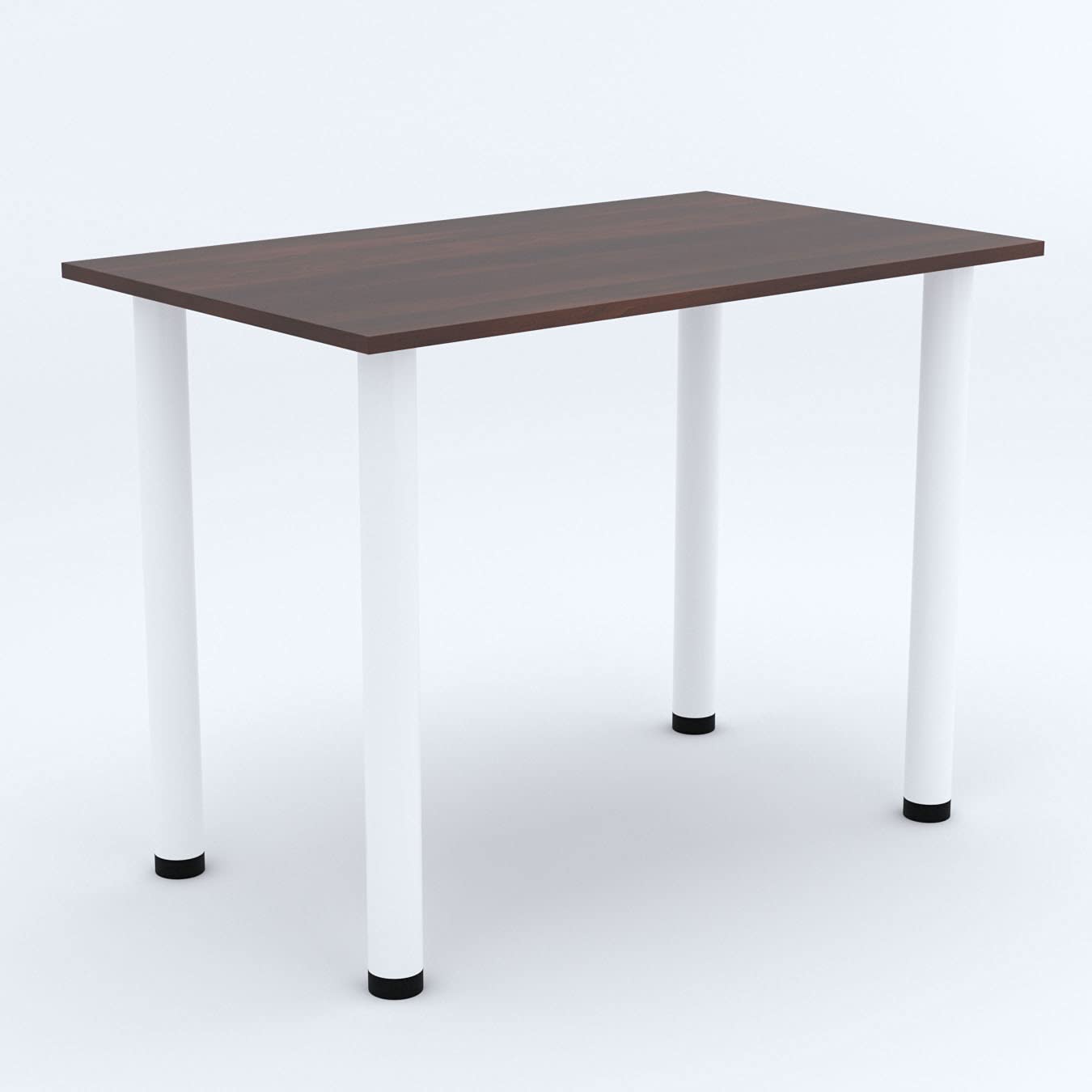 AKKE 100 x 60 cm - Table de salle à manger - Table à manger avec pieds blancs - Table de cuisine - Table de bureau - Noyer