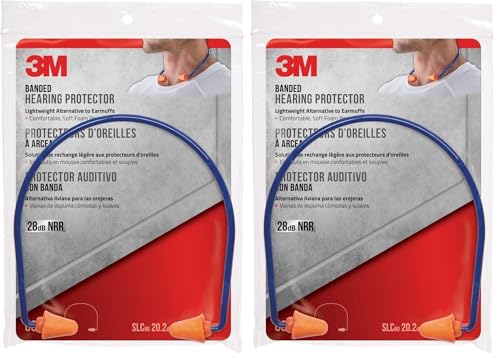 Image of 3M Safety Band Style Hearing Protector, Orange Ear Tips, Earplugs (Pack of 2)