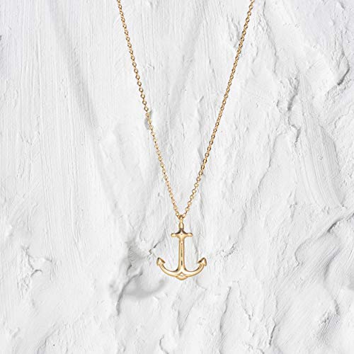 MEVECCO Gold Dainty Anchor Pendant Necklace,14K Gold Plated Minimalist Necklace for Women