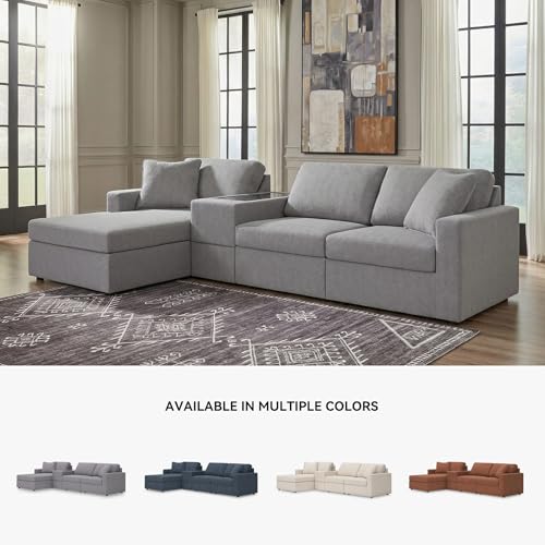Image of Signature Design by Ashley 4-Piece Modular Sectional with Chaise, Granite