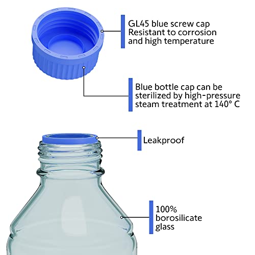 500Ml Storage Glass Bottles – 2Pcs Round Media Storage Bottle – Borosilicate Glass Bottles – Safe Probe Storage Glass Storage Bottles With Gl45 Blue Screw Cap (500Ml - 2Pcs) #TOP1