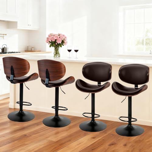 DUMOS Swivel Bar Stools Set of 4, Adjustable Counter Height Bentw...