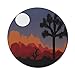 Produktbild Runde Mausmatte, Joshua Tree Mouse Pad für Computer, Cartoon Landscape Mountains Vollmond und Lonely Tree Desert Arizona Szene, rundes rutschfestes Gummi Modern Base Mousepad, Multicolor Mousepad
