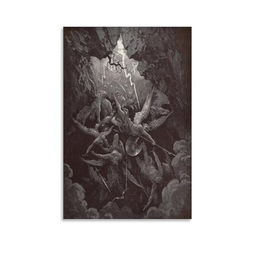 Canvas Printing Wall Art Gustave Dore Mouth Of Hell Dante Inferno Gothic Engraving Prints Renaissance Illustration Posters For Living Room Bedroom Office Library Wall Decor Gift 12x18inch(30x45cm)