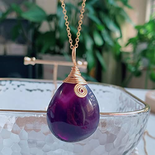 天然アメジスト クリスタル ネックレス 不規則な水滴 振り子 ロック ミネラル ピンク クォーツ パープル クリスタル ペンダント ネックレス,ゴールドアメジスト