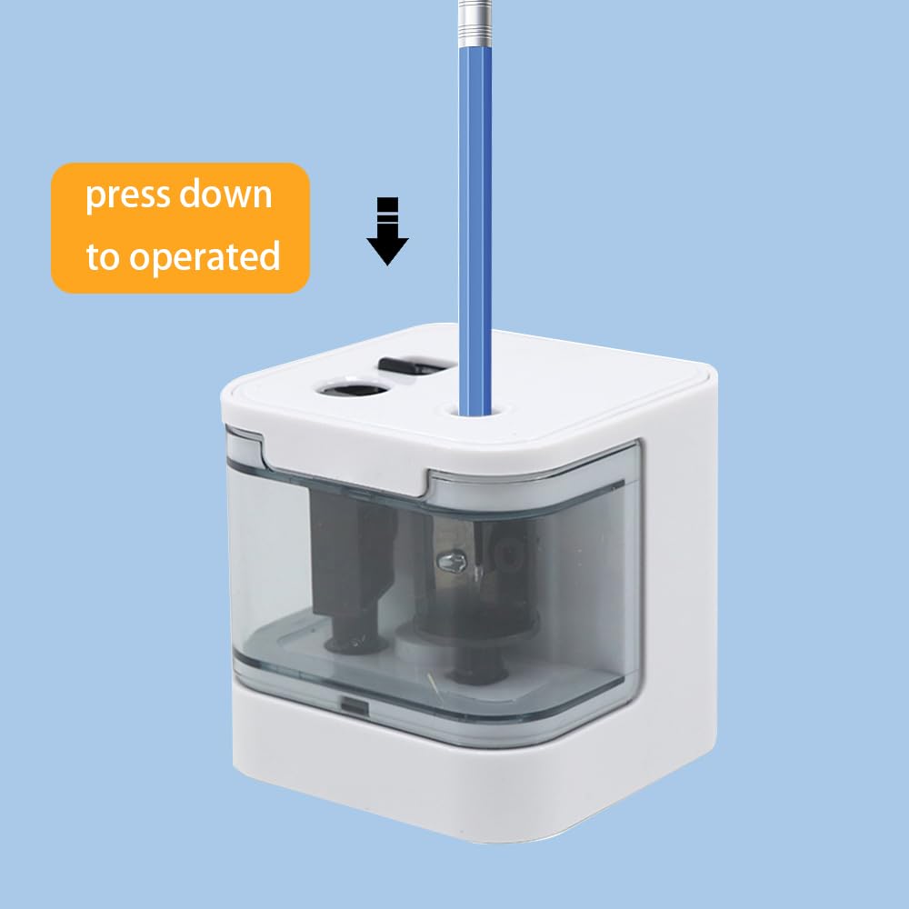 Temperamatite elettrico JIJICZ 6-12mm USB E Batteria Temperamatite Elettrico Con Contenitore Temperamatite Elettronico Automatico Per Penne Spesse E Sottile Bambini Casa Scuola Bianco