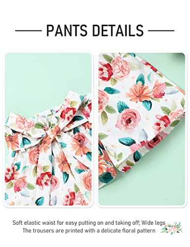 Image of Hipea Toddler Girl Outfits Floral Tops Sleeveless Tank Tops Shorts Headband Summer Clothes Set